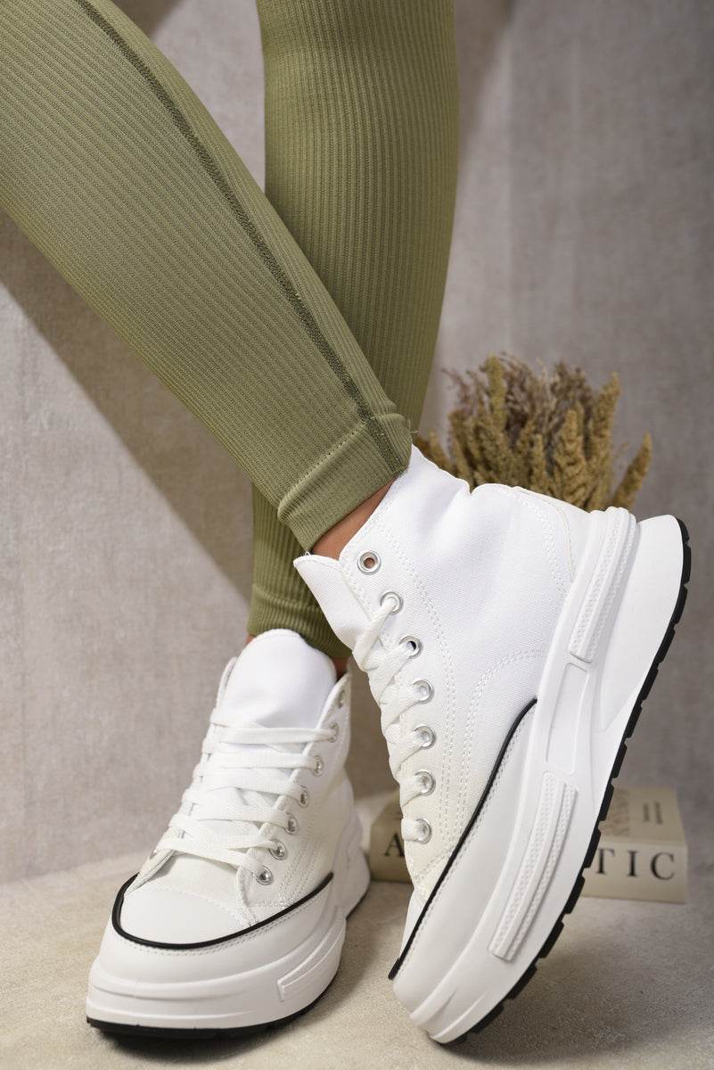 High Top Platform Lace Up Chunky Trainers - Lunavitae