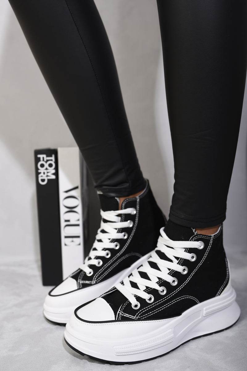 High Top Platform Lace Up Chunky Trainers - Lunavitae