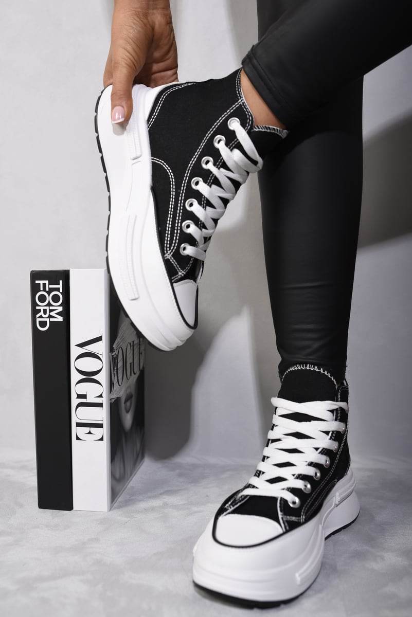 High Top Platform Lace Up Chunky Trainers - Lunavitae