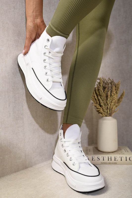 High Top Platform Lace Up Chunky Trainers - Lunavitae