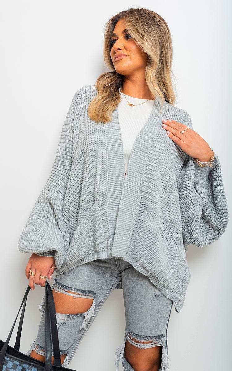 Knitted Balloon Sleeve Cardigan - Lunavitae