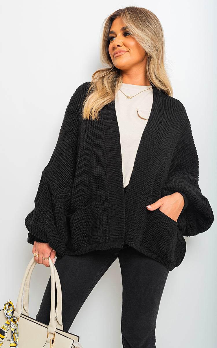 Knitted Balloon Sleeve Cardigan - Lunavitae