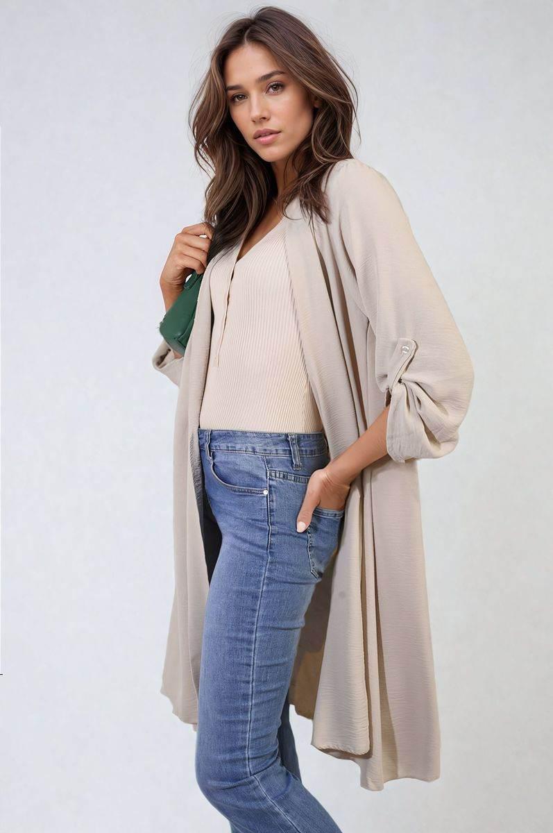 Open Front Knitted Long Cardigan - Lunavitae