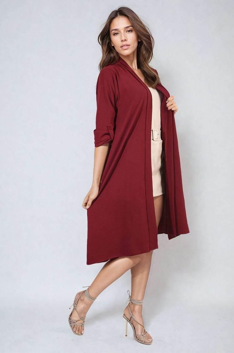 Open Front Knitted Long Cardigan - Lunavitae