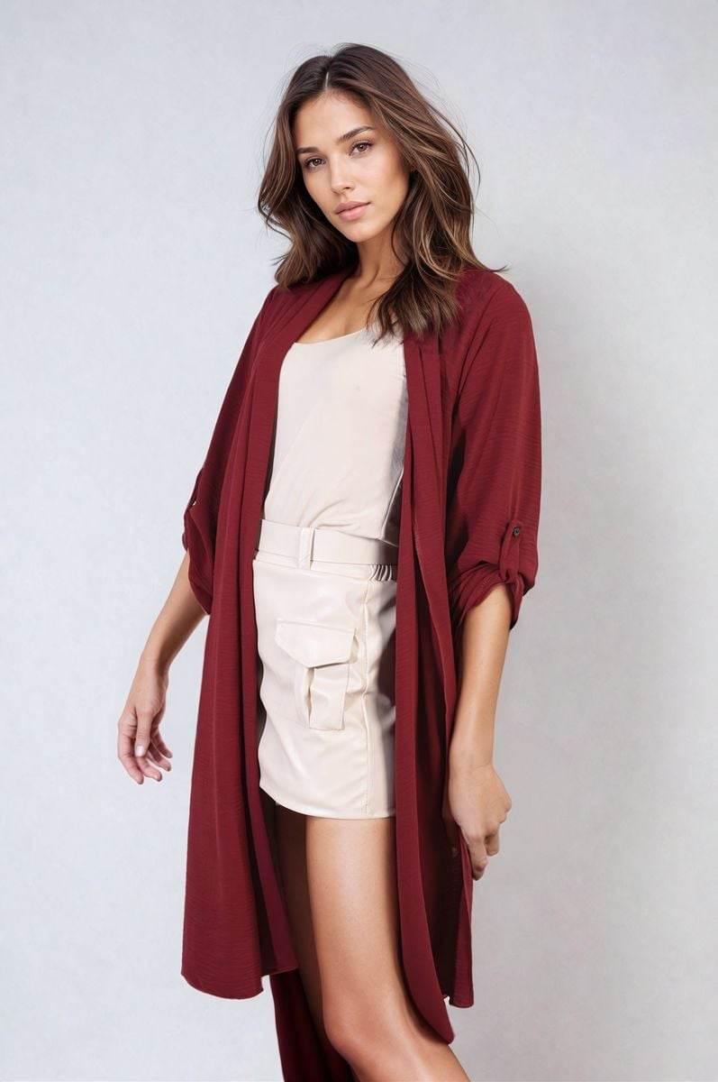 Open Front Knitted Long Cardigan - Lunavitae