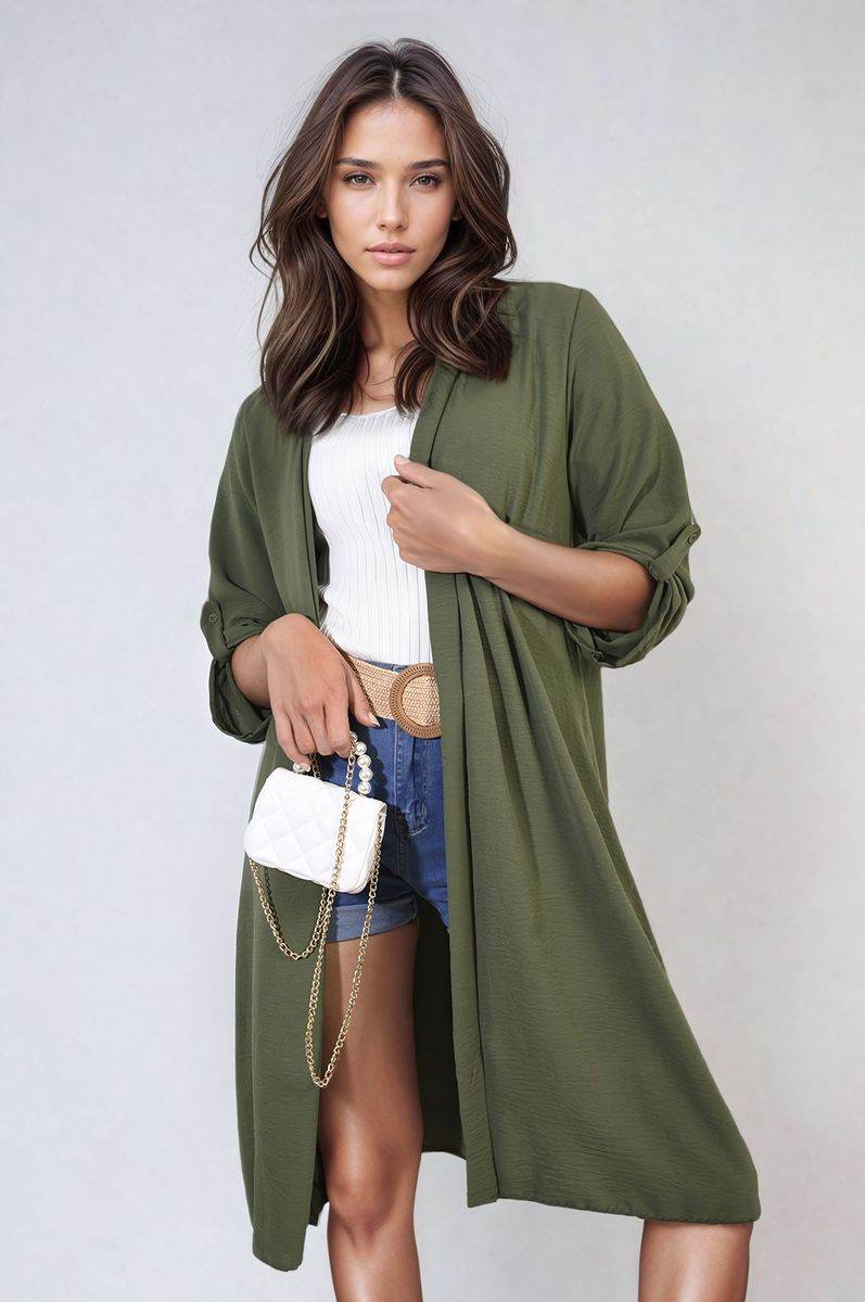 Open Front Knitted Long Cardigan - Lunavitae