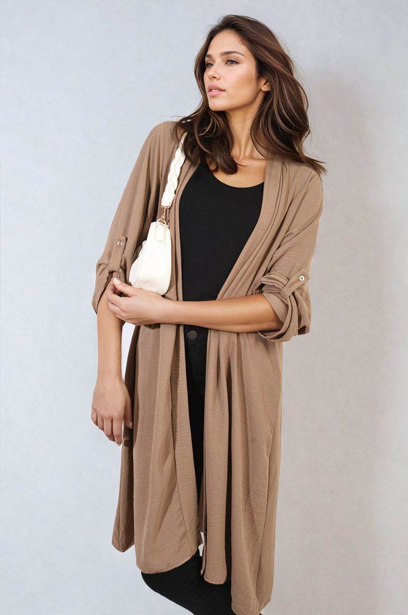 Open Front Knitted Long Cardigan - Lunavitae