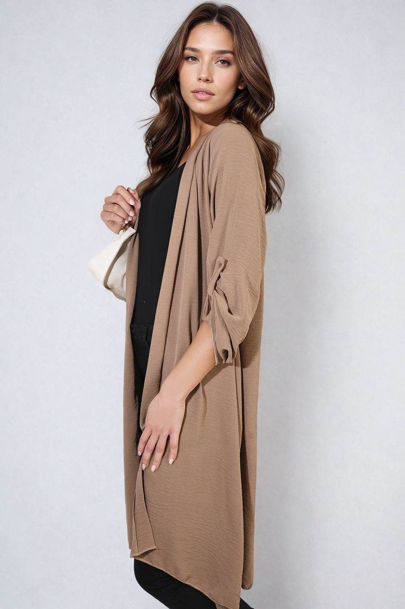 Open Front Knitted Long Cardigan - Lunavitae