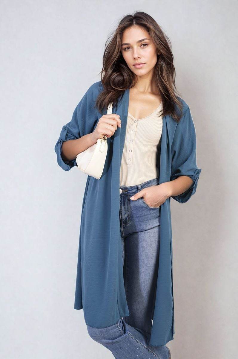 Open Front Knitted Long Cardigan - Lunavitae