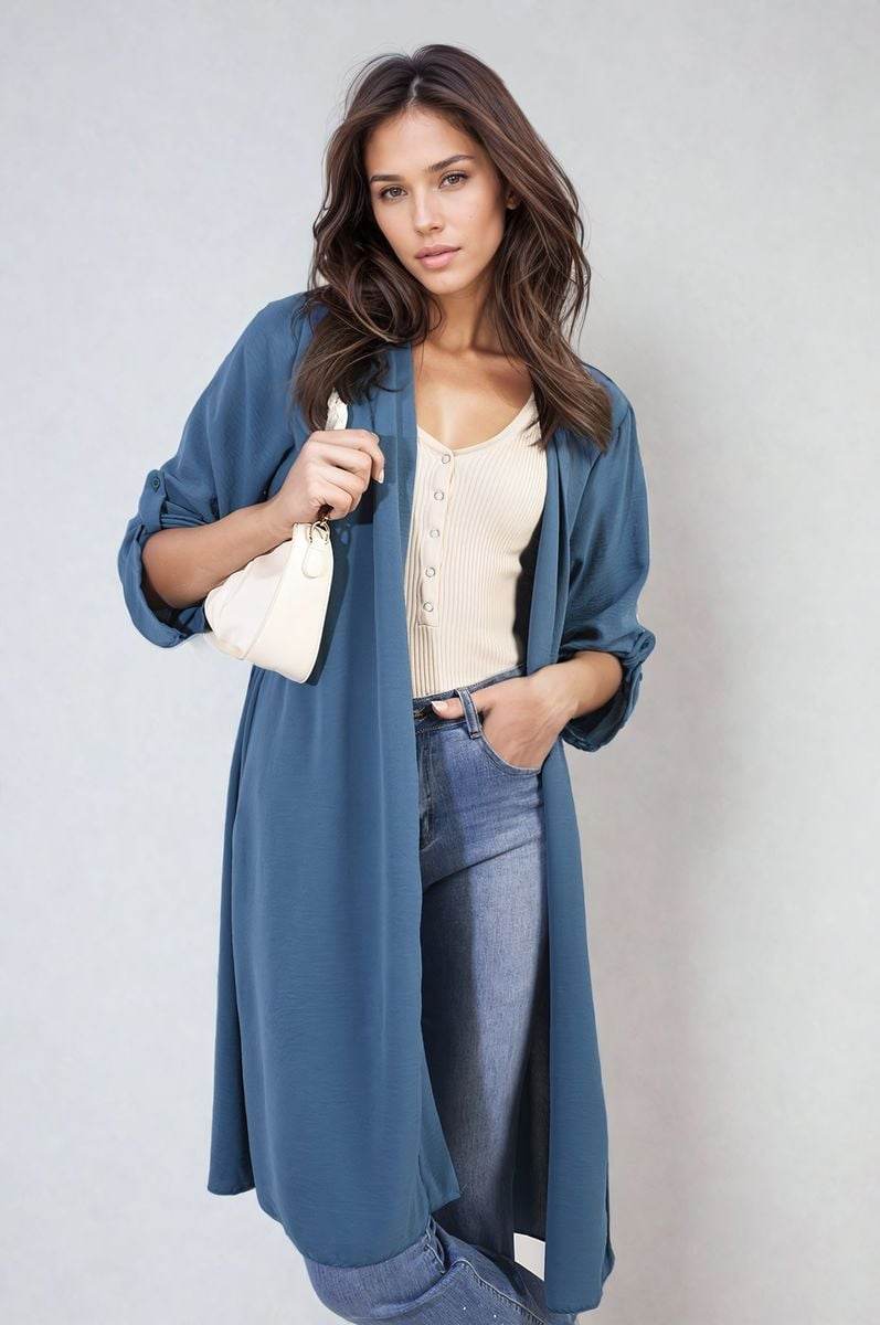 Open Front Knitted Long Cardigan - Lunavitae