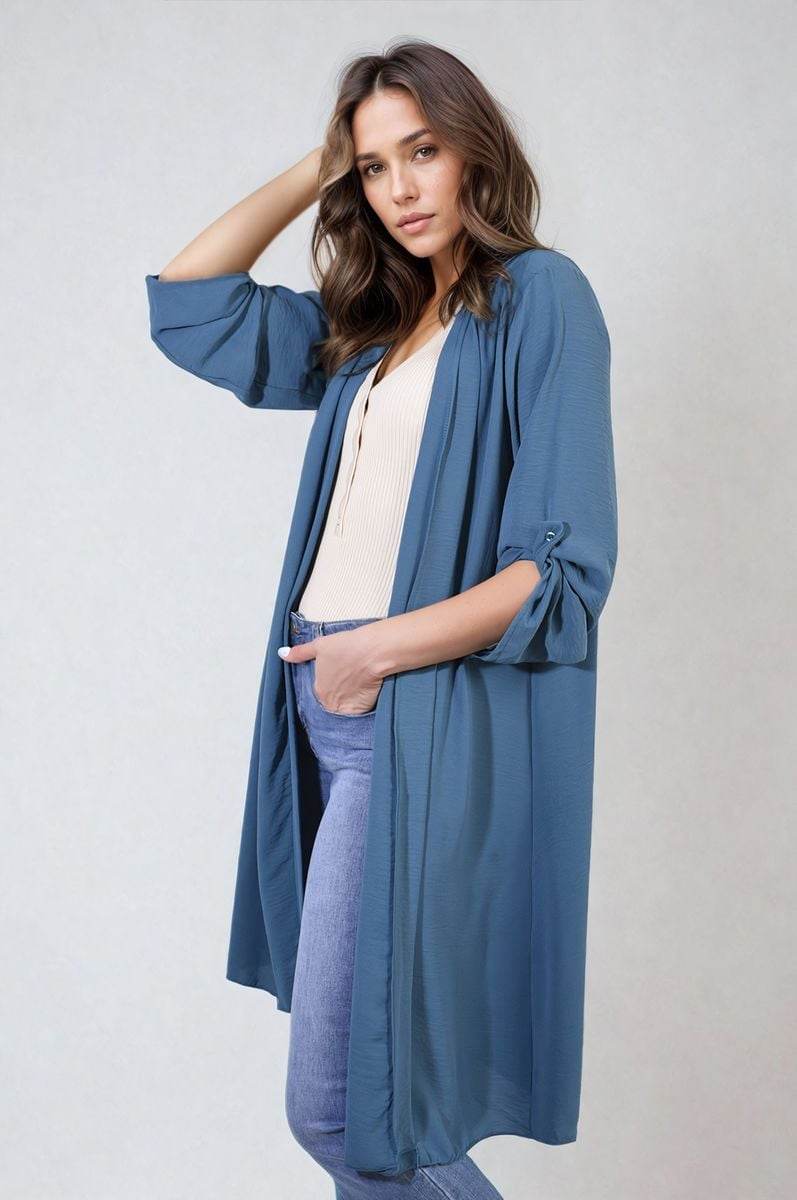 Open Front Knitted Long Cardigan - Lunavitae