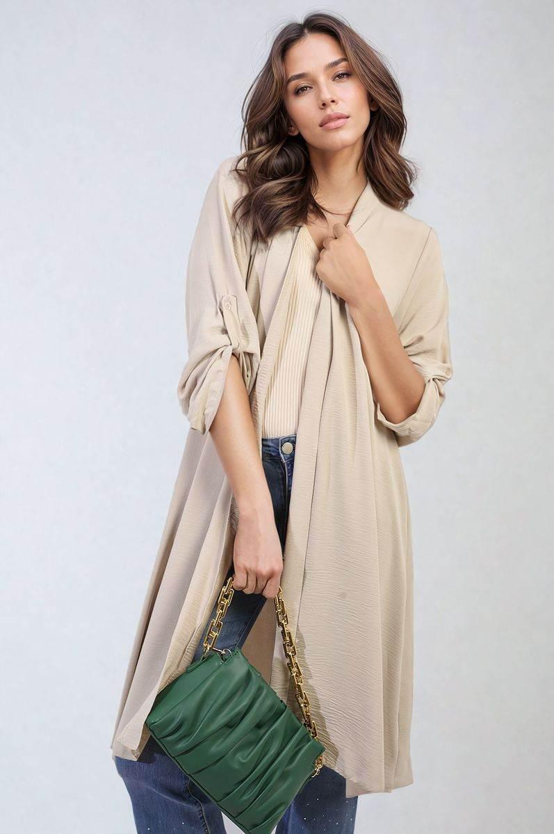 Open Front Knitted Long Cardigan - Lunavitae