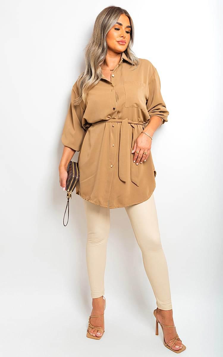 Oversized Button Front Belted Top - Lunavitae