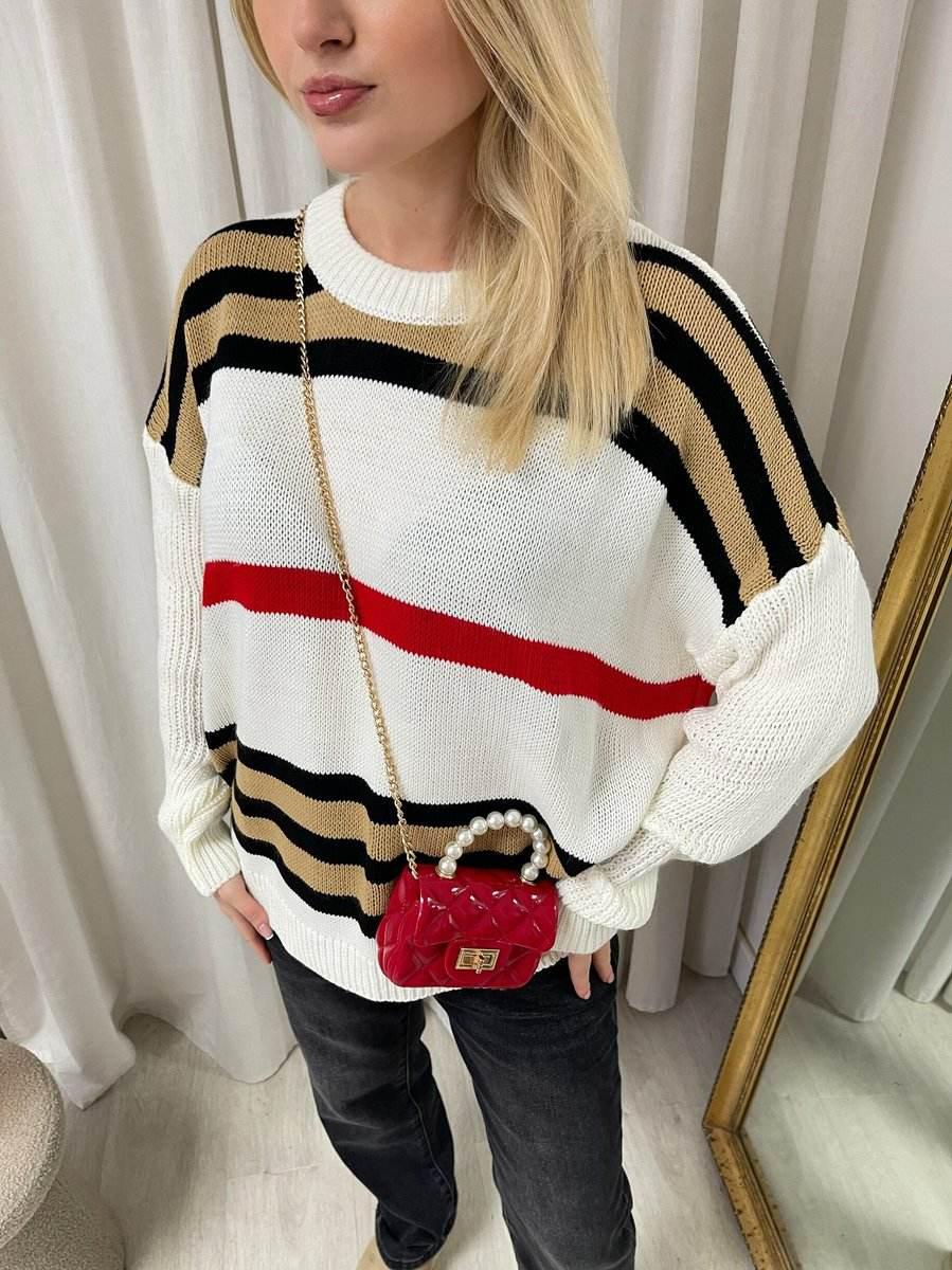 Oversized Striped Long Sleeve Knitted Jumper - Lunavitae