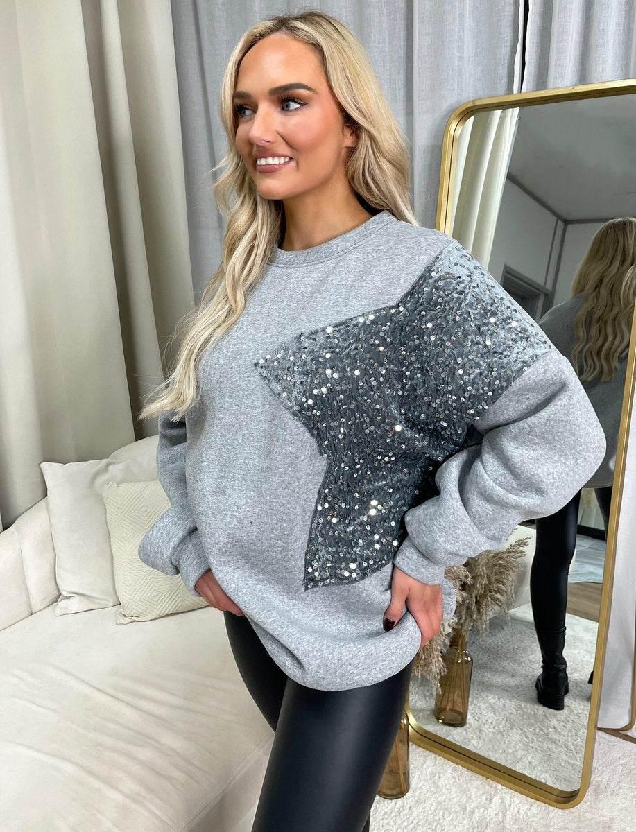 Sequin Detailed Oversized Knitted Jumper - Lunavitae