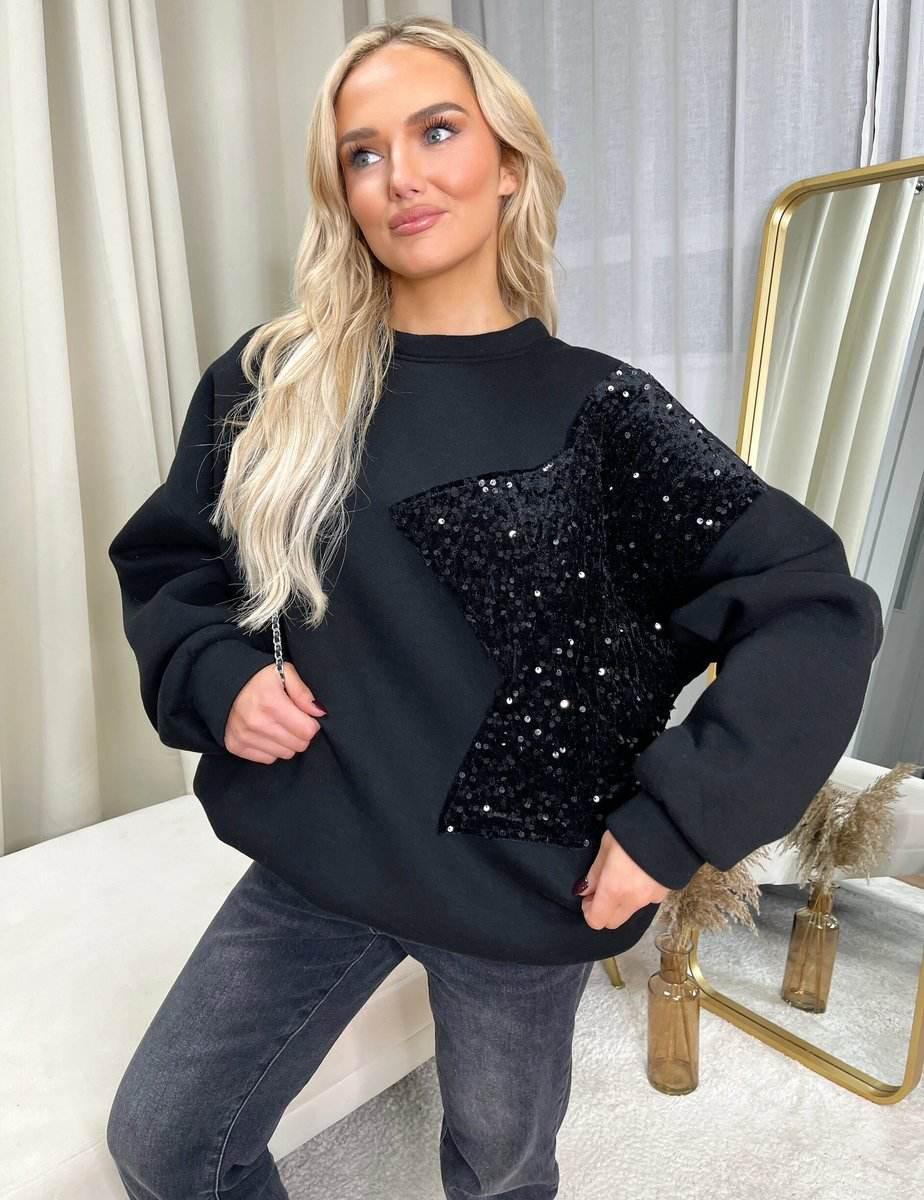 Sequin Detailed Oversized Knitted Jumper - Lunavitae