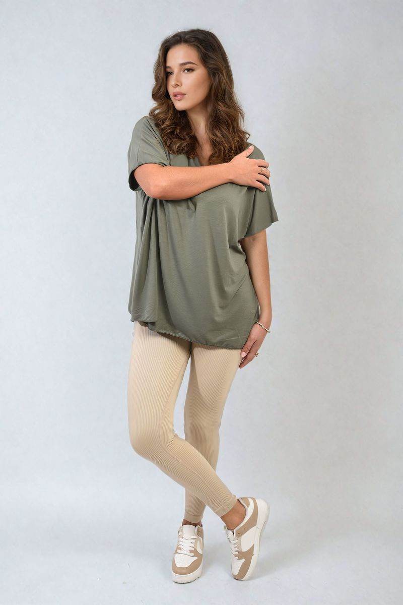 Short Sleeve V-Neck Loose Top - Lunavitae