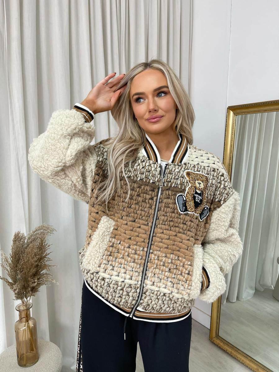 Teddy Textured Bomber Jacket - Lunavitae