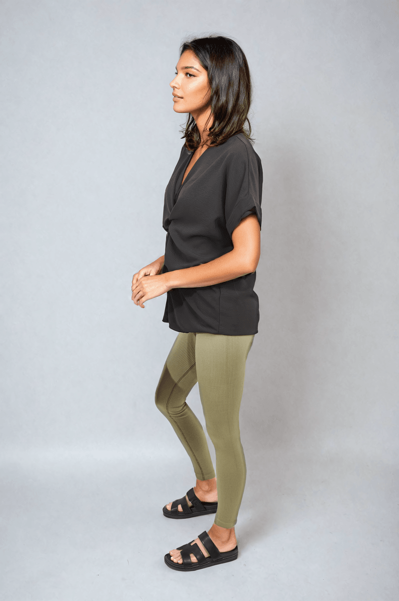 V-Neck Twist Front Top - Lunavitae